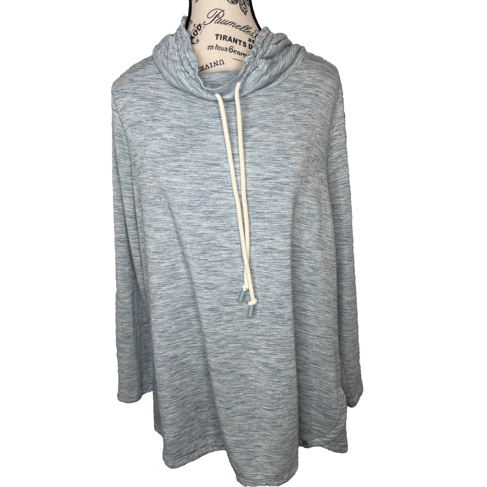 T By Talbots Women’s Sweatshirt XL Cowl Neck Light Blue Large Lightweight